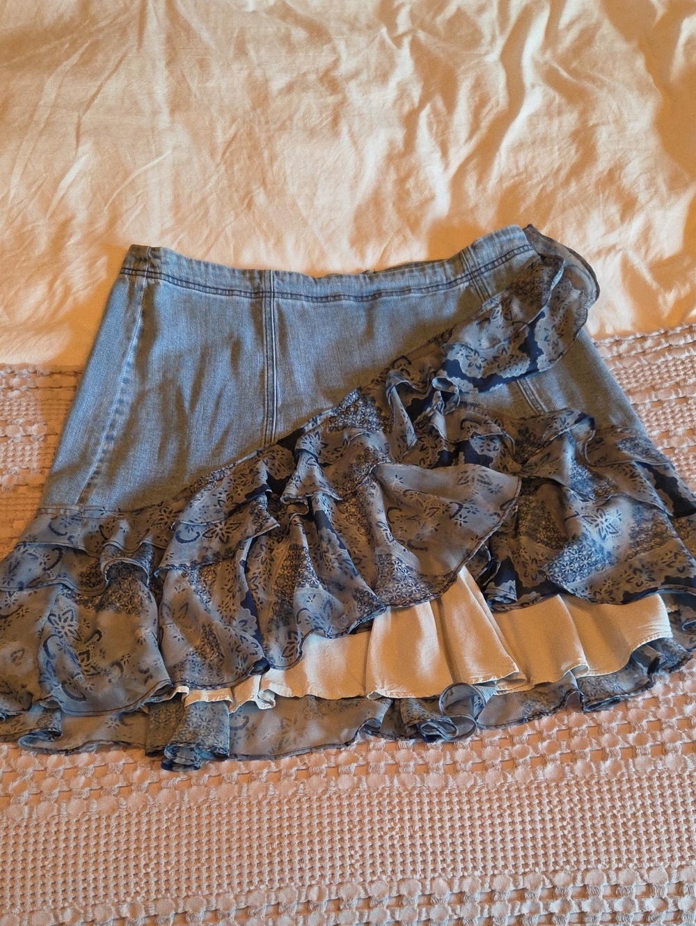 Pilcro Blue Tiered Ruffle Mini Skirt